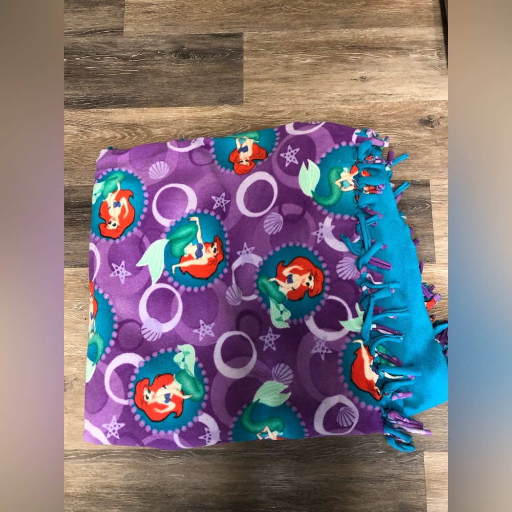 Ariel Purple and Blue Kids Blanket Twin Size Bed Blanket